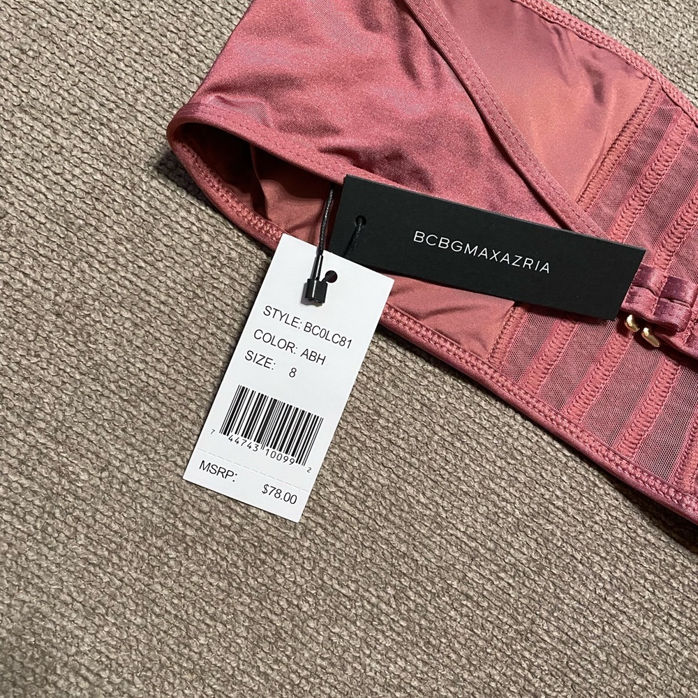 BCBGMaxAzria Apricot Blush Seams Bandeau Bikini Top, size 8, NWT - Picture 4 of 9
